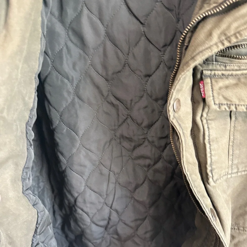 Levi's Field Jacket Military Canvas Coat Small Olive‎ Green Quilted